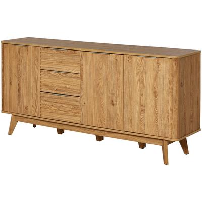 Sideboard JAHNKE "WAVE SB 170", montana eiche, B:169,5cm H:80cm T:39,8cm, Holzwerkstoff, Sideboards, Sideboard, Sideboard, 3 Schubladen + 3 Türen, Wellendesign, Breite 169,5 cm