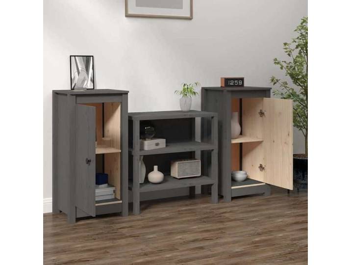 Buffets 2 pcs gris 39x35x80 cm bois massif de pin - Grand espace &9684