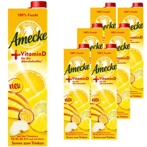 Amecke Saft + Vitamin D, ohne Zuckerzusatz, Tetrapack, je 1 Liter, 6 Stück