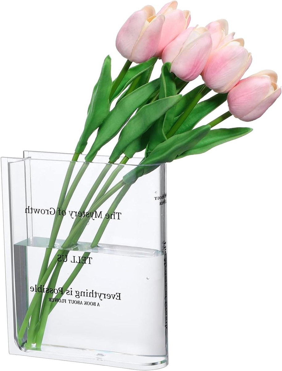 Boekvormige Vaas - Decoratieve Transparante Vaas voor Bloemen - Lengte: 18 cm - Meerkleurig