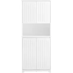 SoBuy Badezimmer-Hochschrank mit 4 Türen Weiß 70x37x170cm Funktional