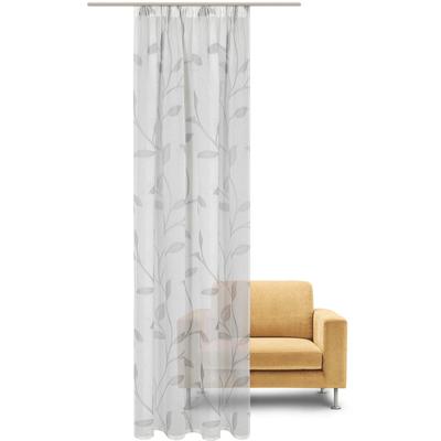 Gardine GERSTER "Orsina" Gr. 1, grau (hellgrau), B:140cm H:245cm, Wirkware, Polyester, Gardinen, Gardine, Fertigschal - nature line