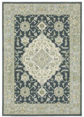 Style Haven Bassel Center Medallion Teal Blue/ Ivory Indoor Area Rug