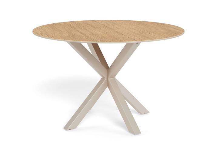 Esstisch ACTONA GROUP Heaven, runde Tischplatte aus Keramik o. Glas & belastbar bis 100 kg , braun (wildeiche, grau, wildeiche), B:119cm H:75,5cm T:119cm, Tische, Esstisch, Tischplatte aus rauer Keramik, stahl gestell, Rund, 119x75,5