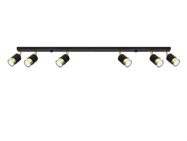 Plafonnier NERO 6 noir/doré 6xGU10 10W acier 18x5x117cm Sollux Lighting