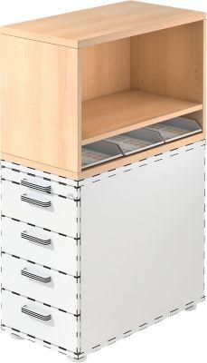 Aufsatzregal , für Standcontainer, 1 Fachboden, Eiche-Dekor