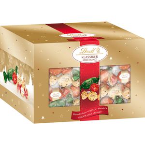 Lindt Pralinen weihnachtliche Klassiker Mischung, 32 Stück, 5 verschiedene Sorten, einzeln verpackt, 450 g