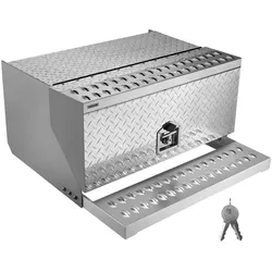 VEVOR Sattel-Trittkasten, 760x750x400 mm, Werkzeugkasten aus Alu, Aufbewahrungsbox für Einstiegsstufe der Fahrerkabine mit T-Griff, Schloss & Schlüsseln für Pritschenwagen, Kräne & Sattelschlepper