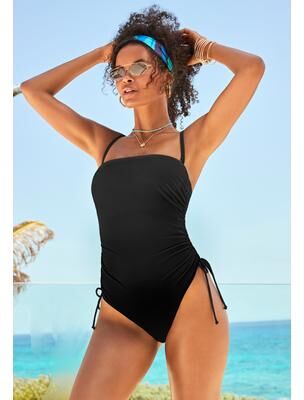 Plus Size Women's Bandeau Adjustable One Piece by Swimsuits For All in Black (Size 18)
