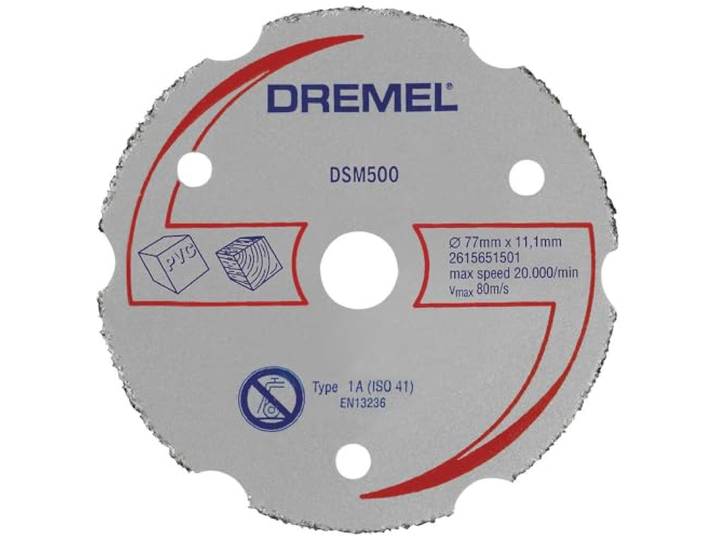 Dremel DSM500 doorslijpschijf voor DSM20 compacte zaag, cirkelzaagblad met 20 mm zaagdiepte voor rechte en duiken snijden