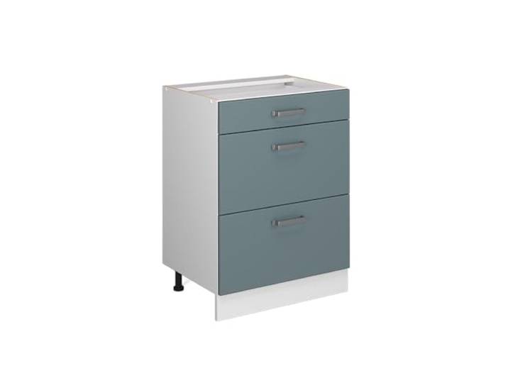 Vicco Unterschrank R-Line, Blau-Grau, 60 cm mit Schubladen, ohne Arbeitsplatte, geeignet zur Aufbewahrung von Reinigungs- und Haushaltszubehör