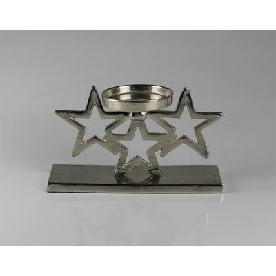 Kerzenständer AM DESIGN "aus Aluminium", silber, B:12cm H:24cm, Aluminium, Kerzenhalter, BxH: 12x24 cm