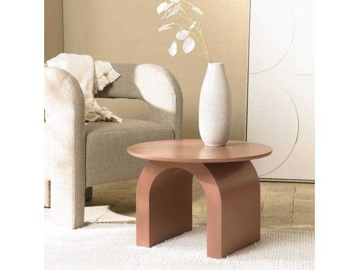Agathe - Table Basse Ronde En Bois Laqué Terracotta D60cm