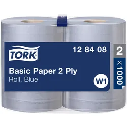 Tork Standard-Papierwischtücher, Rolle Blau W1, Mehrzweck, 2 × 340 m, 128408