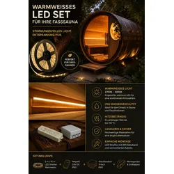 Fasssauna LED Strip warmweiss Wasser - und Hitzefest