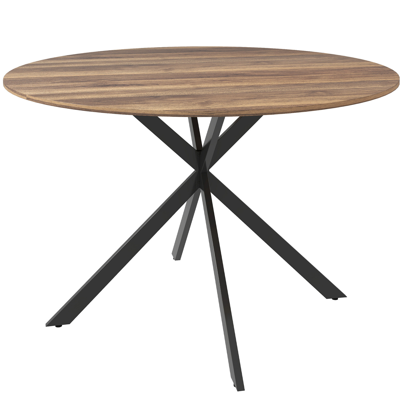 HOMCOM Ronde eettafel voor 4 personen in industriële stijl met stalen poten, donkerbruin, Diameter: 120 cm