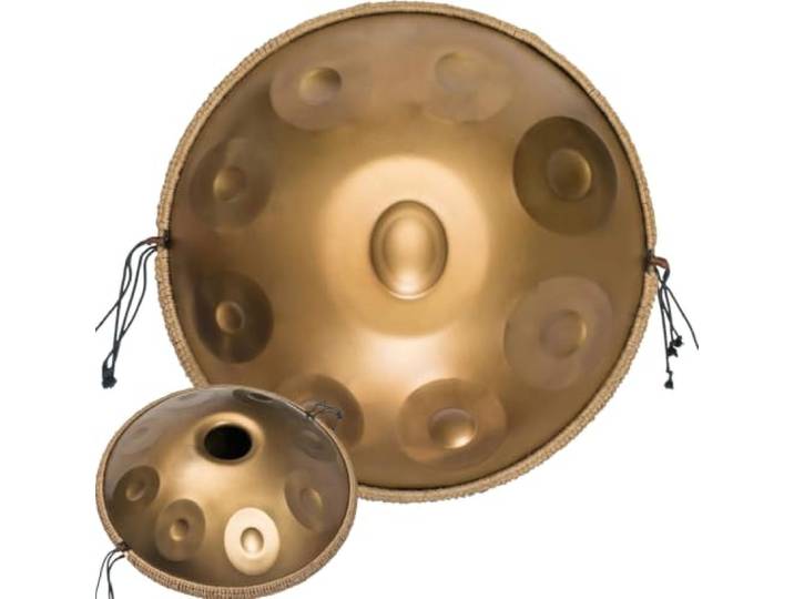 Mavdecll Handpan In D-moll, 440 Hz 17 Töne 22 Zoll Handpan-stahltrommel Mit Tragetasche, Ständer, 2 Handschlägeln, Reinigungstuch, Für Klangheilung, Gold
