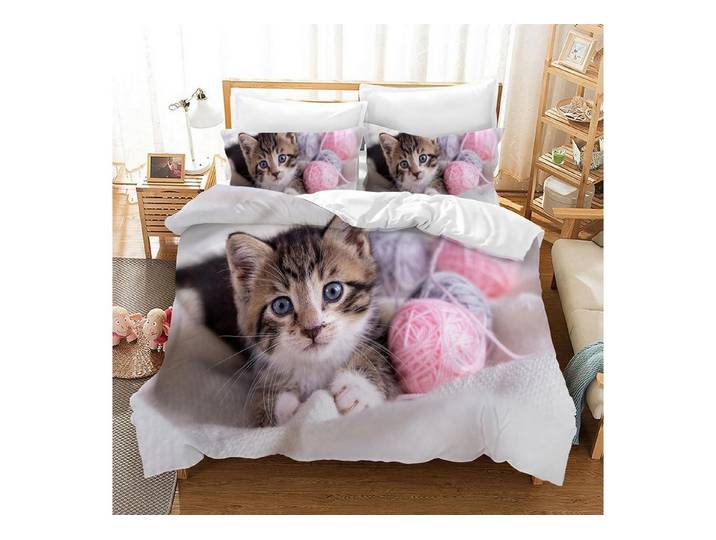 LuxusKollektion Kinderbettwäsche Katzen Bettwäsche Set 135x200 cm Mikrofaser 3D Motiv
