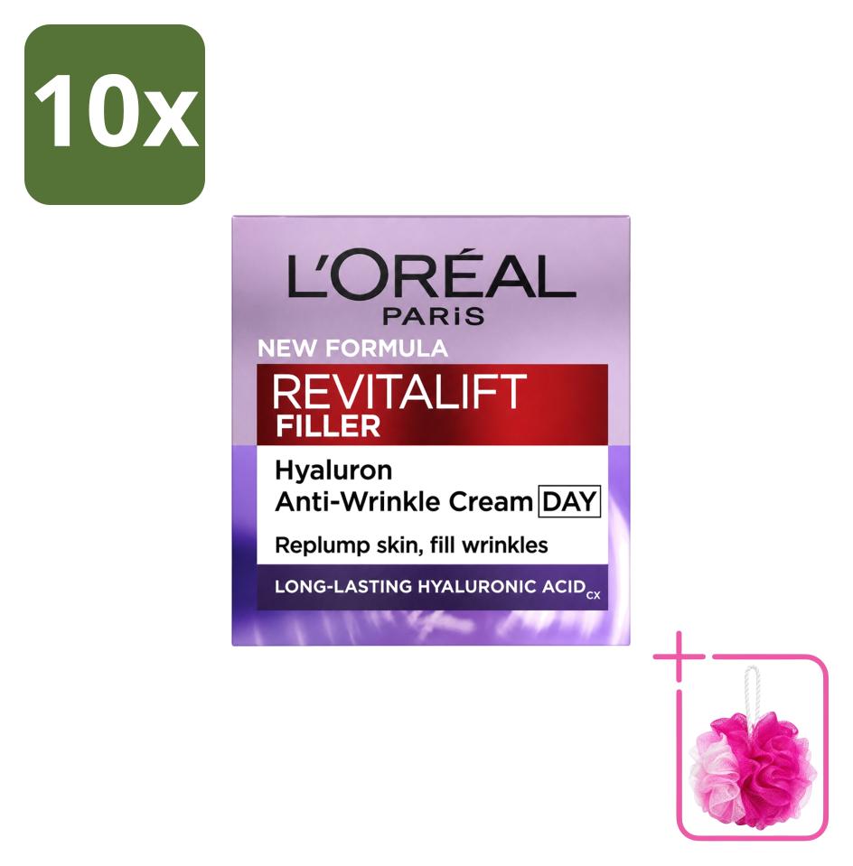 10 x L'Oréal Paris Revitalift Filler Anti-Rimpel Dagcreme - 50 ml - Sparpackung - 10 Stücke