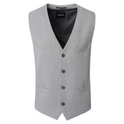 Anzugweste VENTI "VENTI Anzugweste uni", Herren, Gr. 46, grau (700 silber), 69% Polyester, 29% Viskose, 2% Elasthan, Westen Anzugweste