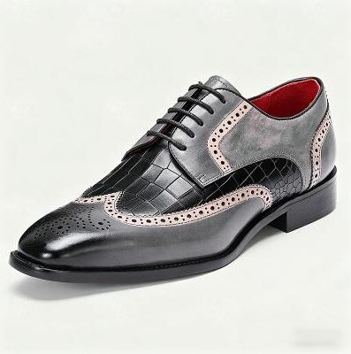 LightInthebox Men's High-Quality Leather Oxford Shoes – Genuine Cowhide, Wingtip Brogue Design, Classic Elegant Look, Comfortable Fit for Men, Ideal for Weddings, Business, Office and Formal Events