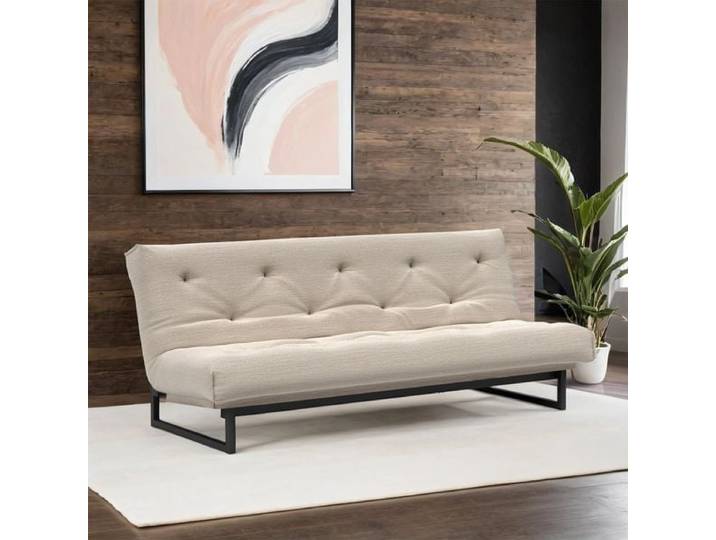 Schlafsofa Frentano Webstoff/Cord mit Lattenrost und Stauraum Mischgewebe 92x200x100cm Sand