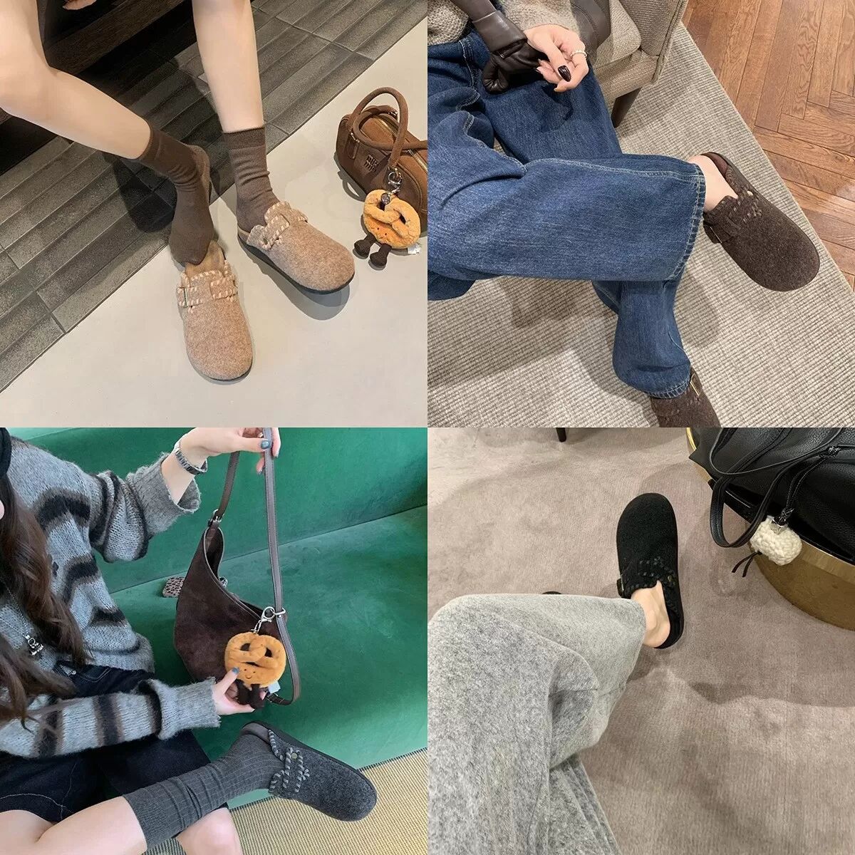 INF Warme, flauschige Slip-on-Schuhe, kompatibel mit Birkenstock-Stil, ideal für Herbst/Winter Kaffee 38