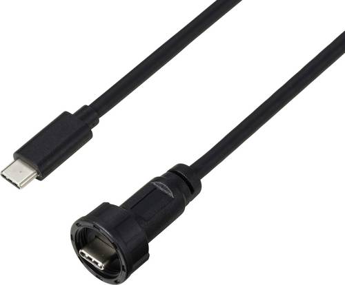USB Typ-C 3.0 Stecker auf Stecker IP67 (Gewinde) Kabel 0,5m TC-E10T-MT3-MWA/NWA-0.5PV-S Wasserdichtes Kunststoffkabel