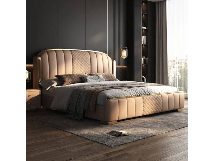 Tête de lit et cadre de lit double de luxe 200 x 200 avec étagères décoratives, lit double Queen Size, lit double complet, lit simple 180x200, meubles Cama