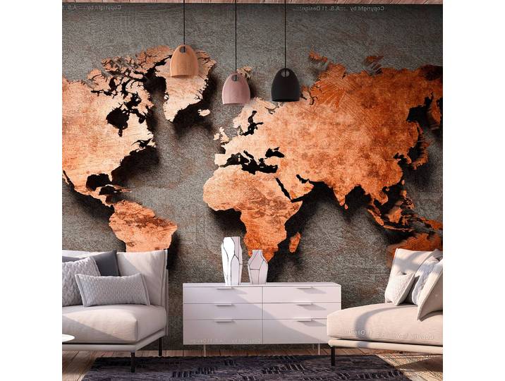 Papier peint intissé Copper Map 150 x 105cm 150 x 105 cm