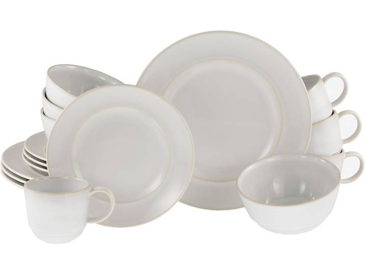 Kombiservice CREATABLE Geschirr-Set Antique , weiß, 16 Stk., Steinzeug, Geschirr-Sets, Kombiservice, Service, weiß, Trendfarbe Offwhite, 16 Teile, für 4 Personen