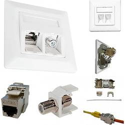Kathrein ESN 300 Netzwerkdose Unterputz Einsatz mit Zentralplatte und Rahmen CAT 6a Reinweiß (RAL 9010) 211500004