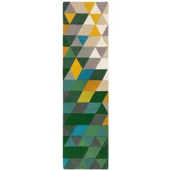 Luxus Handgetufteter Wollteppich `Derwent Hazel` in Grün-Multi. 60x230 cm | Kadima Design