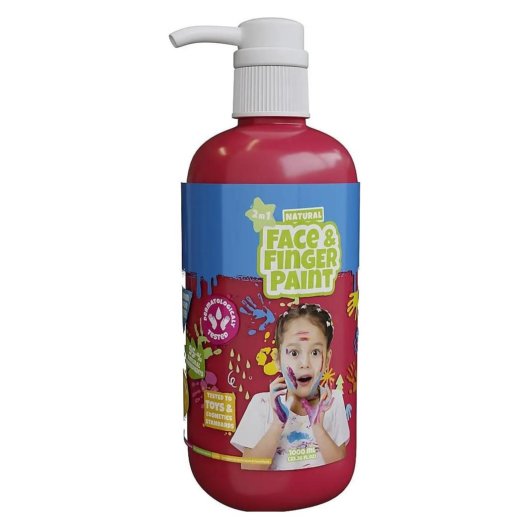 Boti Natürliche Gesichts- und Fingerfarbenflasche mit Pumpe - Rot, 1 l (39105)
