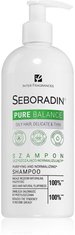 Seboradin Pure Balance shampoing purifiant pour cheveux gras, fins et poreux 400 ml