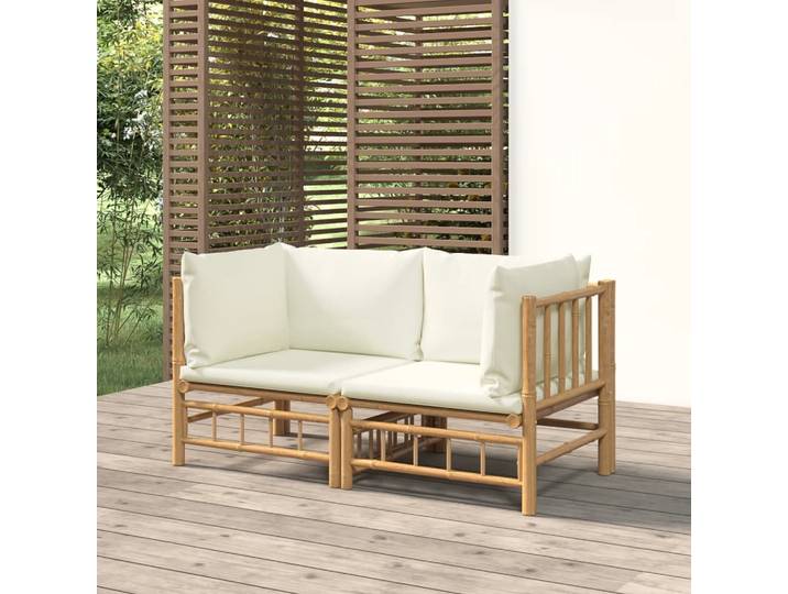 vidaXL Garten-Ecksofas mit Cremeweißen Kissen 2 Stk. Bambus