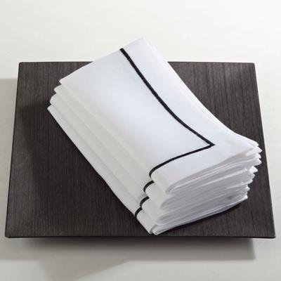 Saro Lifestyle Hemstitched Border Napkins (Set of 4) - Elegant Beverage Napkins for Everyday Entertaining & Cocktail Parties