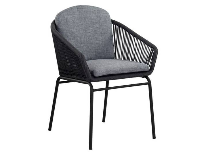Cosmic Collection Rondo Gartensessel Stahl mit Sitz- und Rückenkissen Schwarz Dunkelgrau