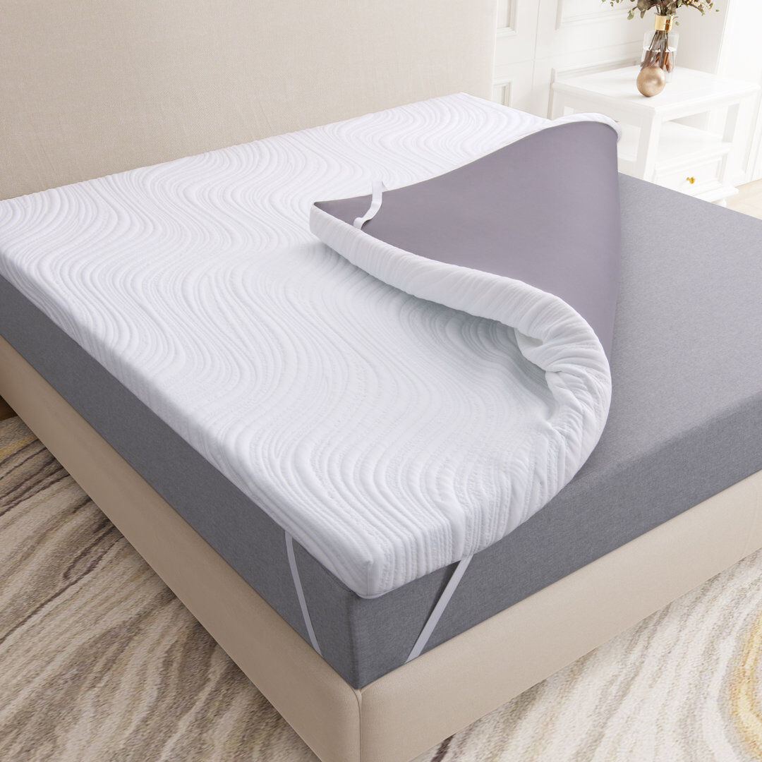 Ivy Bronx 7cm Medium Feeling Memory Foam Mattress Topper Infused With Gel For Comfort Sleep White Double (4'6)