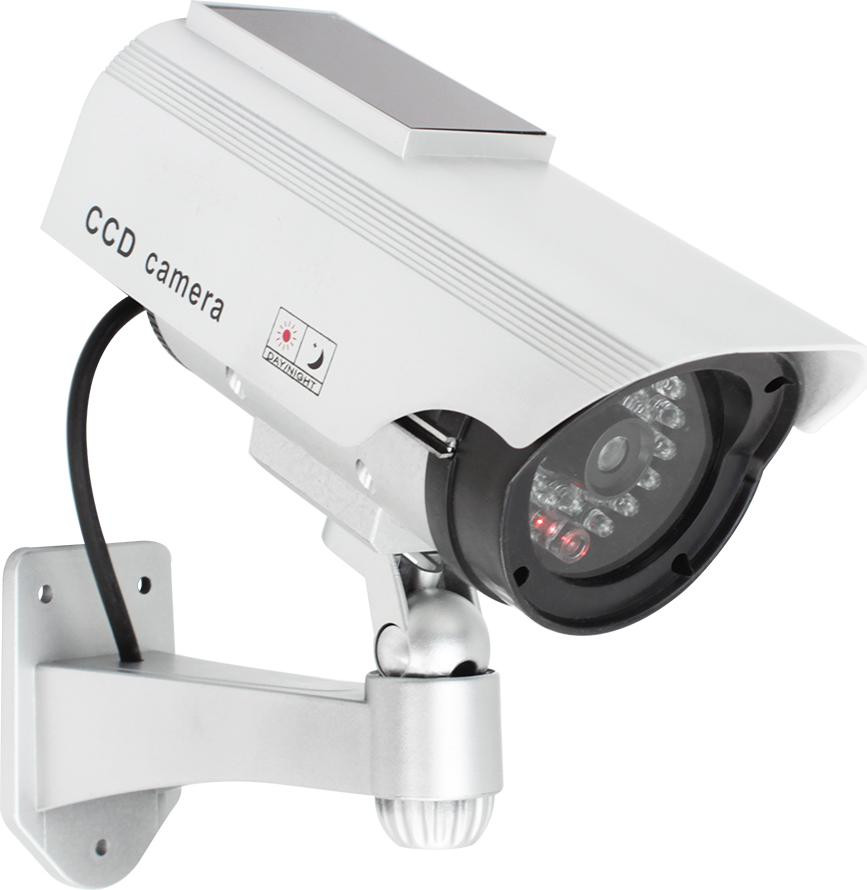 COM-Four Nepcamera voor buiten met wandbevestiging, dummycamera met LED en zonnepaneel