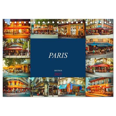 Paris Bistros (Tischkalender 2027 DIN A5 quer), CALVENDO Monatskalender