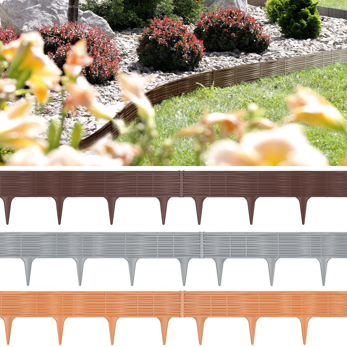 Prosperplast Garden Border Graskantafboording, grijs steen, 390 cm