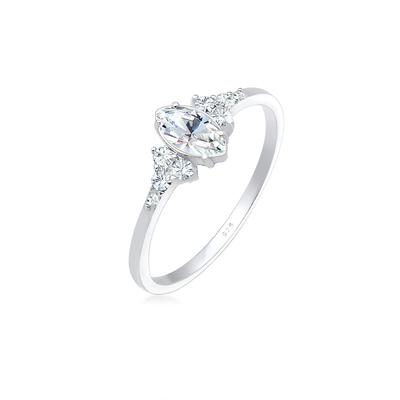 Verlobungsring ELLI "Marquise Design 925 Silber, mit Kristallen von Swarovski" Gr. 52, silber, Fingerringe, Damen, 52mm, Silber 925 (Sterlingsilber), 1mm, Verlobungsring