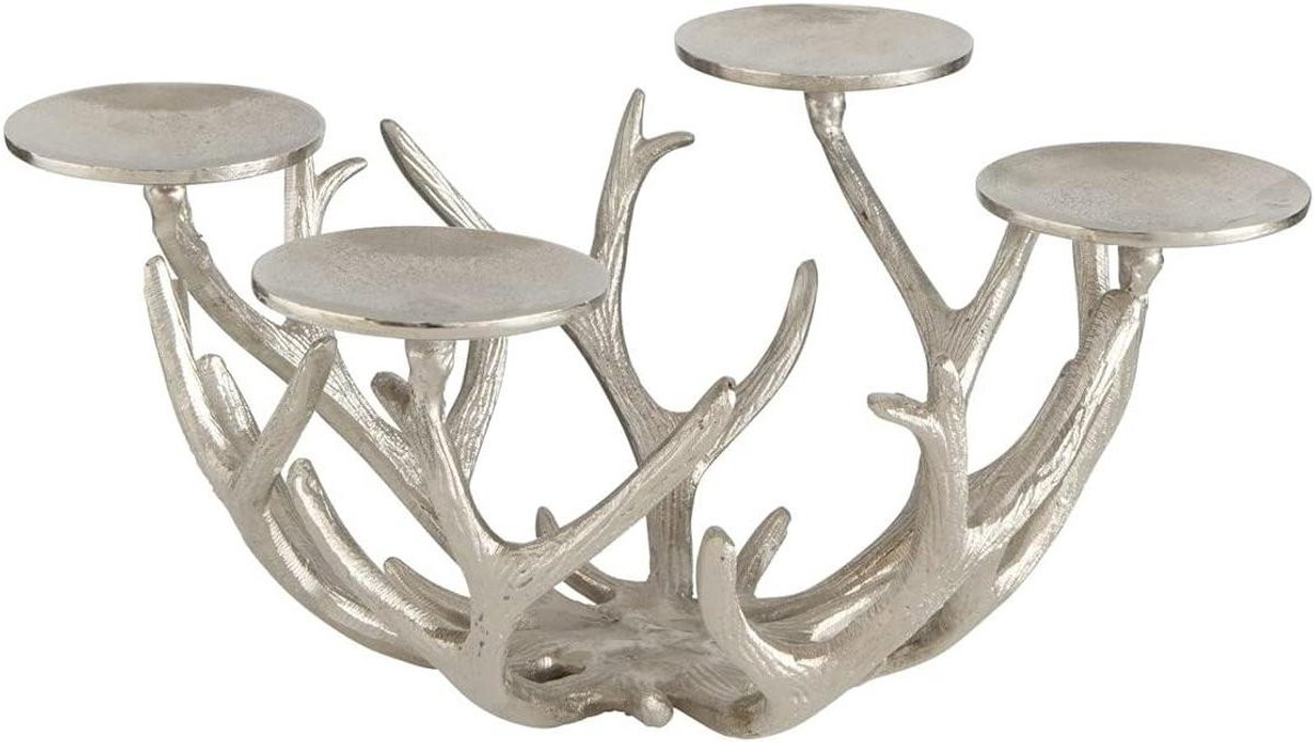 Kandelaar Gewei - Kaarsenhouder van Vernikkeld Aluminium - Zilver