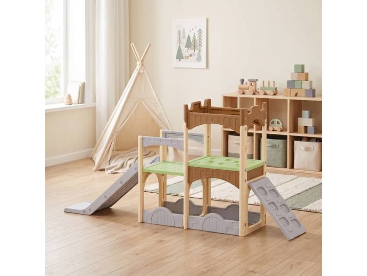 AIYAPLAY Toboggan 5 en 1 Enfant HDPE Escalade Tunnel Rangement