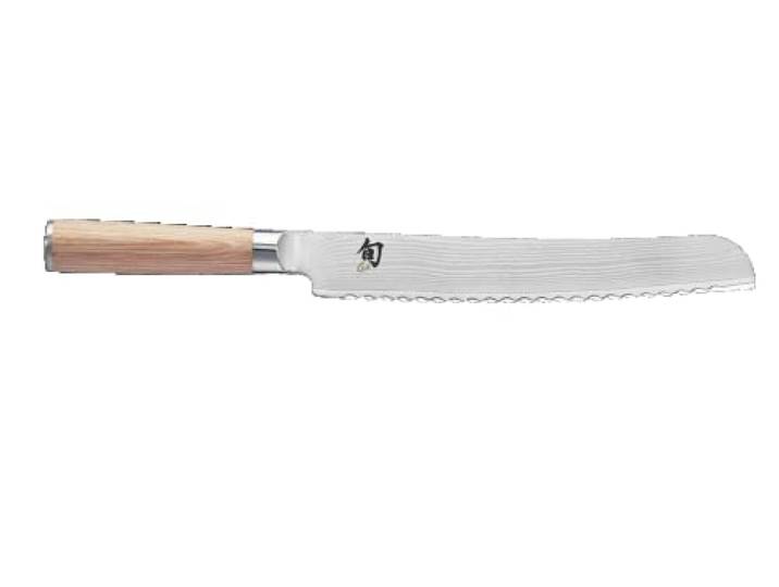 KAI Shun Classic White japanisches Brotmesser 23 cm Klingenlänge - Damastmesser 32 Lagen VG MAX Kern - 61 (±1) HRC - Pakkaholzgriff - Made in Japan - Wellenschliffmesser Brotschneider geschmiedet