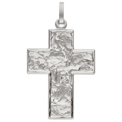 Kreuzanhänger JOBO "Kreuz breit Silberkreuz strukturiert 33 mm", silber (silber 925), Schmuckanhänger, Damen, Silber 925 (Sterlingsilber), 925 Silber rhodiniert