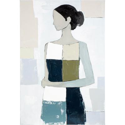 Leinwandbild GILDE "Bild rechteckig Janina blau", farbe bild(er): blau, B:60,5cm H:90cm T:3,5cm, Poly-Leinwand, Bilder, Leinwandbild, Porträt abstraktes Gesicht moderne Kunst Galerie-Stil Malerei