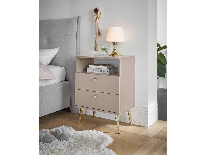 Nachtkommode Picudo 50 x 70 x 34cm Weiß/Beige