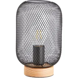 Brilliant, Tischlampe, H 26,5 cm, D 16 cm, E27, Metall/Holz, schwarz/braun (E27)